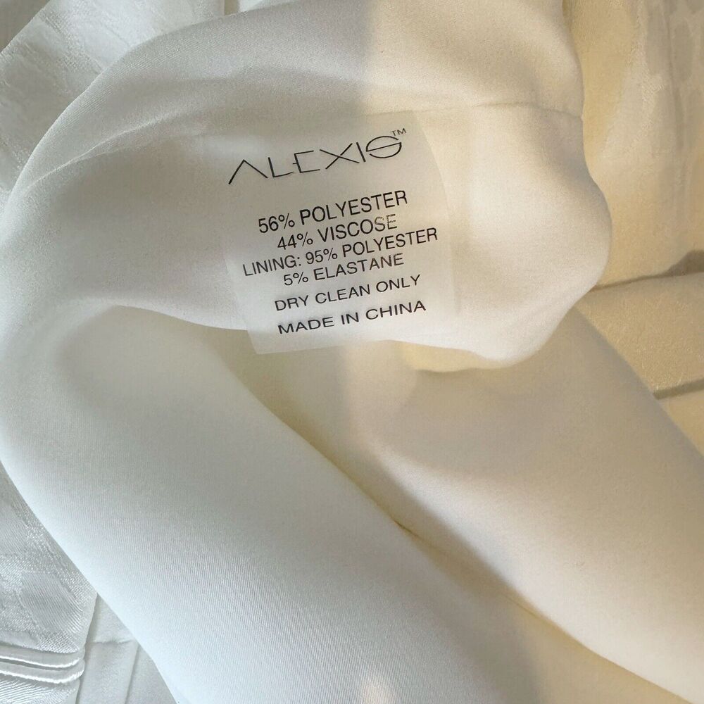 ALEXIS Lindon White Jacquard Shirt Mini Dress Long Sleeve Cocktail Bridal Large - Picture 8 of 8